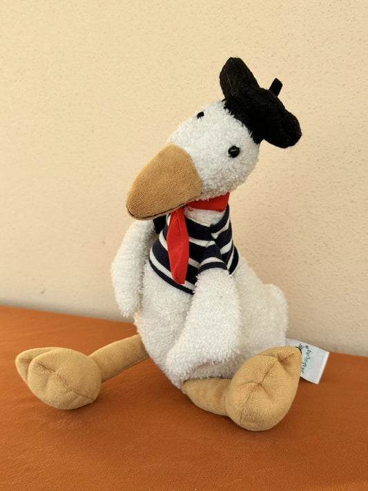 Peluche uccellino giocattolo morbido anatra vestita francese Jellycat Gaston Goose raro pensionato