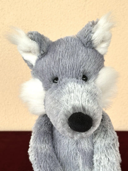 Jellycat Medium Bashful Woodland Willow Wolf NWOT Grey Marble Retired 2016 Plush