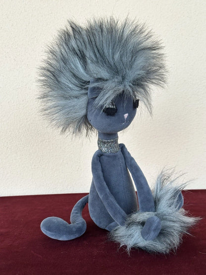 Peluche Jellycat Swellegant Gattino Gatto Giocattolo Morbido Scintillante Grigio Scuro Vellutato Ritirato