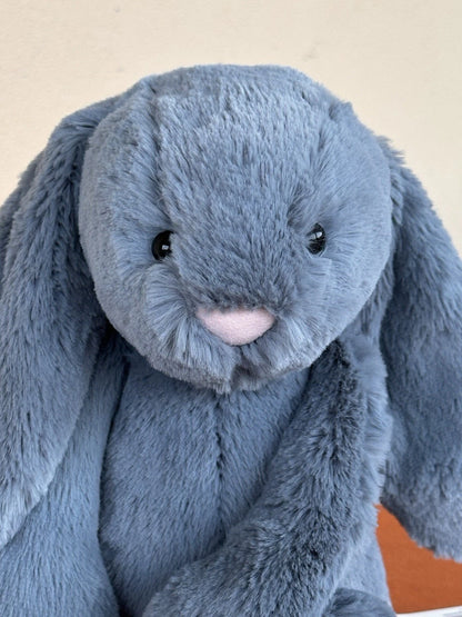 NUOVO Jellycat Medium Bashful coniglietto blu scuro nuovo con etichette coniglio in pensione morbido giocattolo peluche