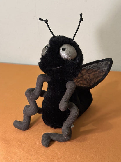 Peluche insetto Jellycat Farrell Fly nuovo senza etichette nero seta lucido raro giocattolo morbido ritirato-