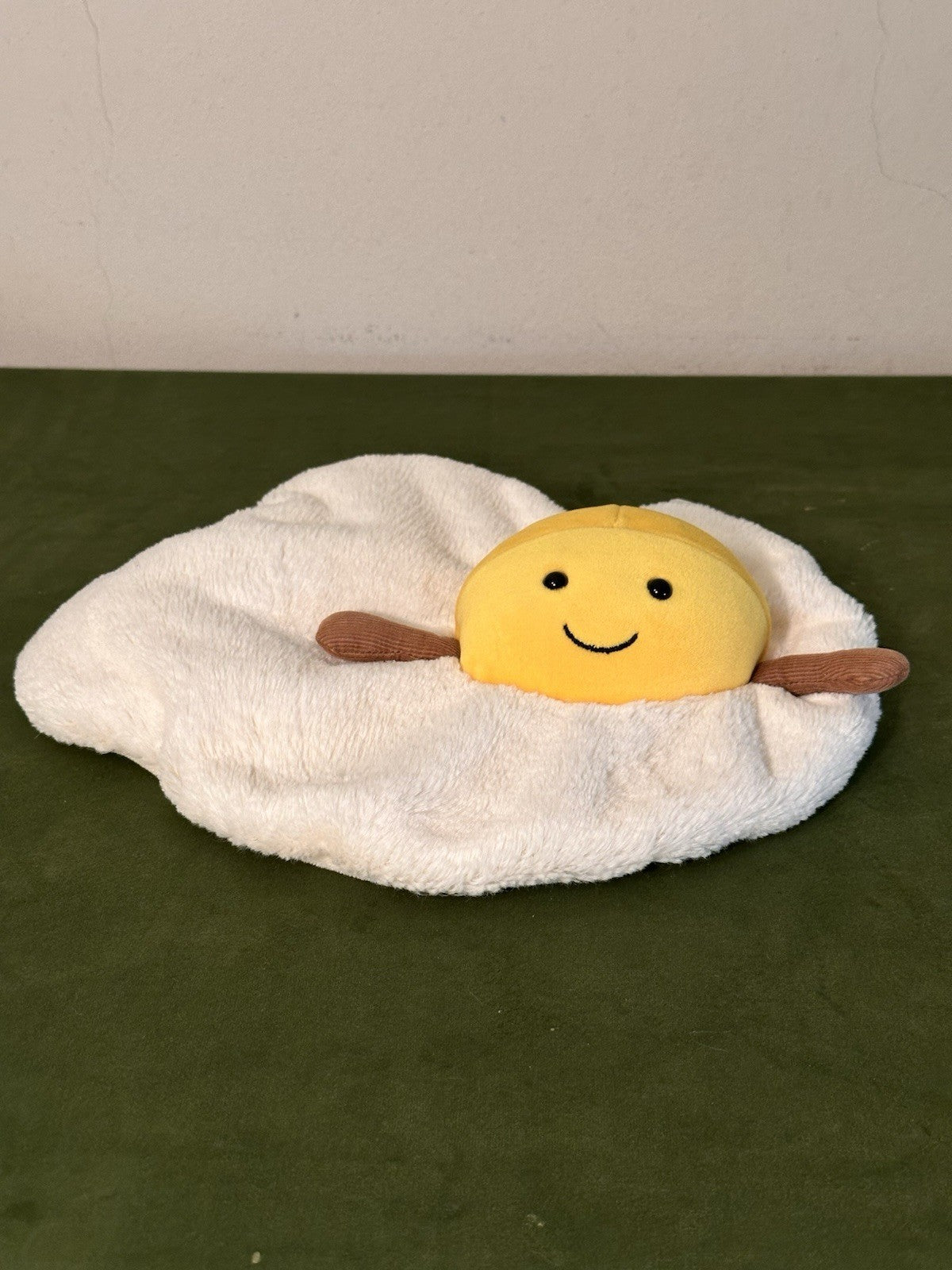 Peluche giocattolo morbido Jellycat divertente uovo fritto nuovo senza etichette raro ritirato da collezione-