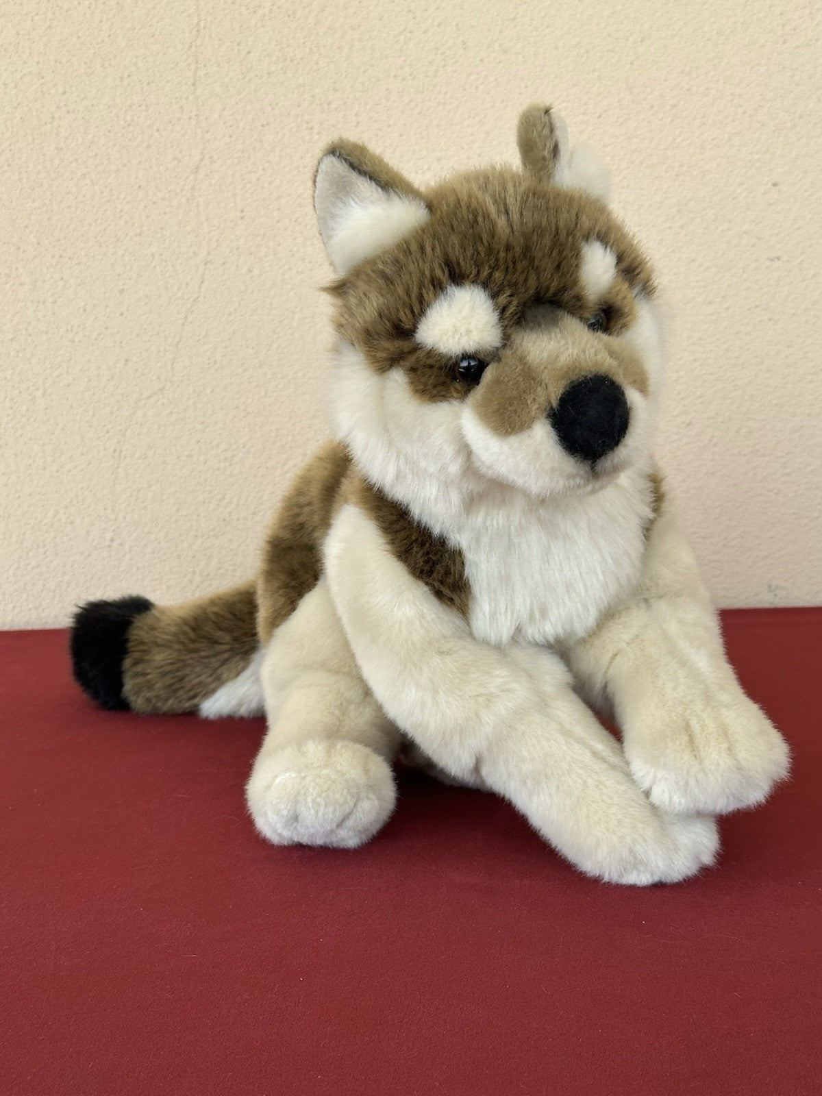 Lupo zingaro nuovo senza etichette animale selvatico bosco raro peluche giocattolo morbido ritirato made in France-