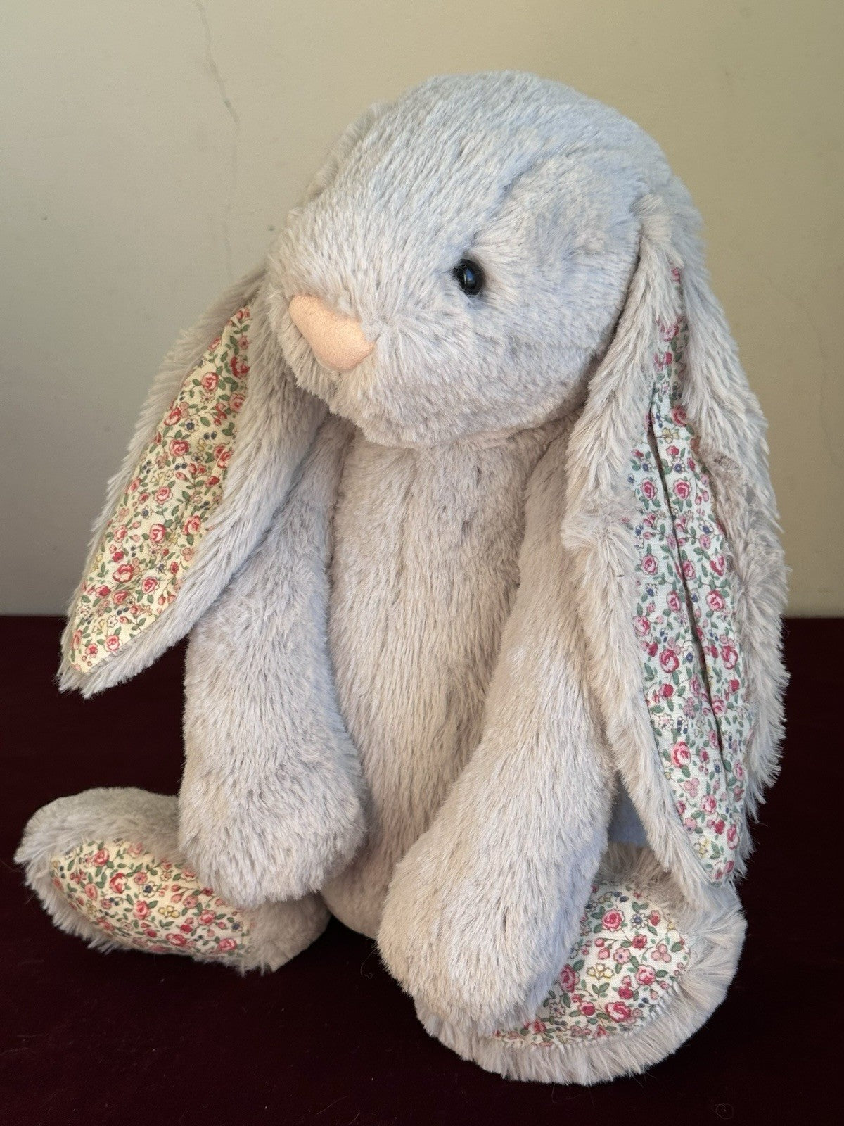 Jellycat Coniglietto Grande Timido Fiore Argento Pensionato Grigio con Fiori cm.36-