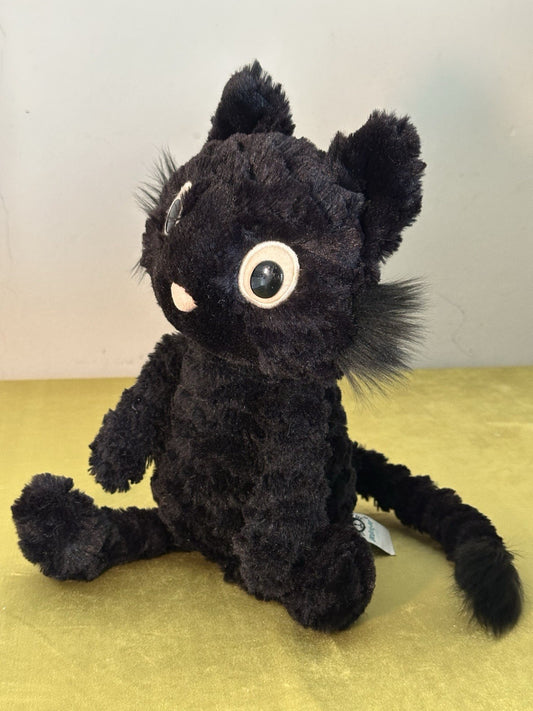 Jellycat Dapperdots gatto nuovo senza etichette nero soffice occhi grandi testurizzato gatto pensionato 12"-