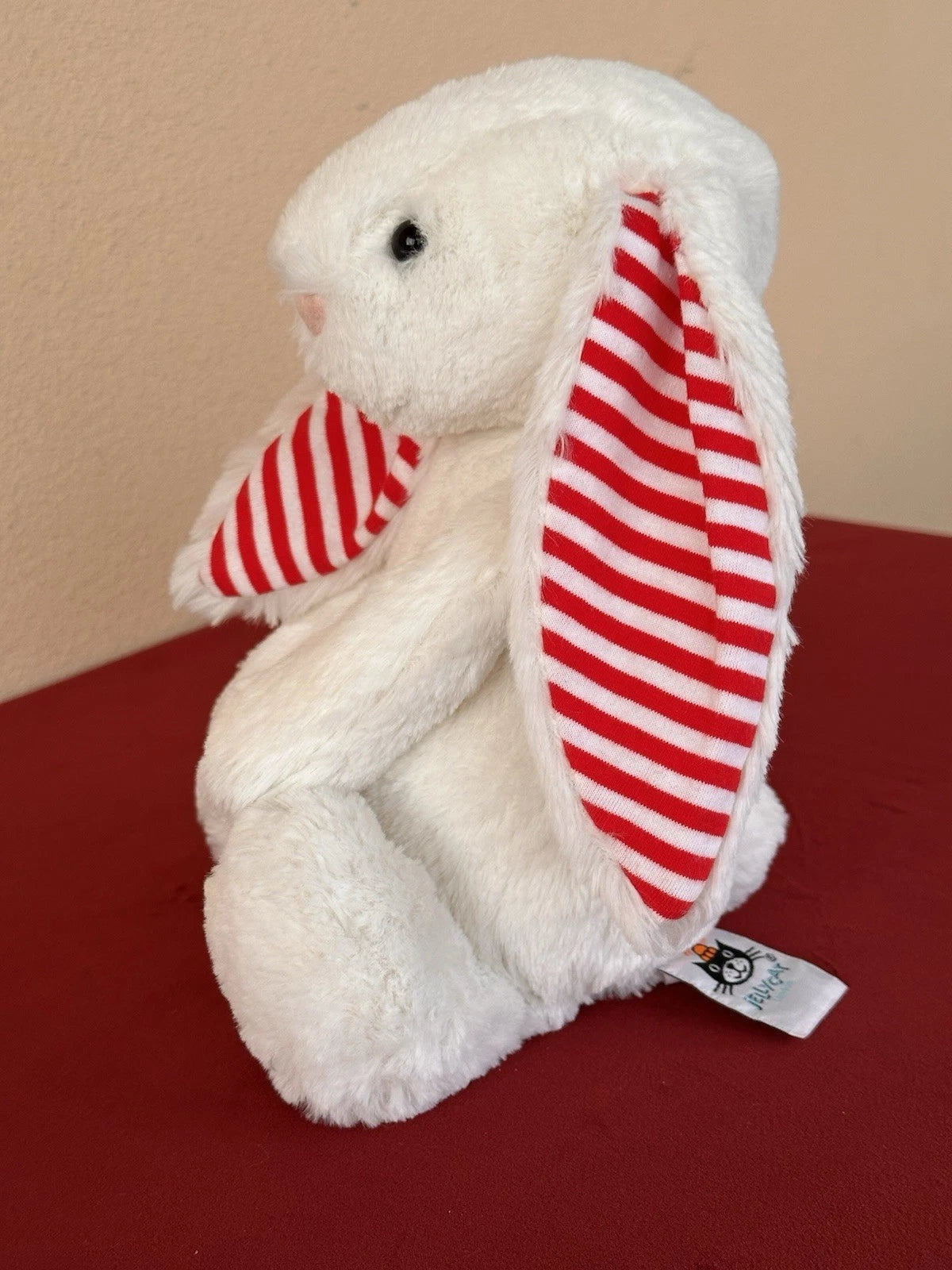 Jellycat Medium Bashful Candy Cane Bunny Rare Retired Soft Striped Rabbit Plush